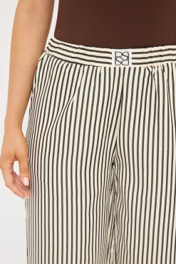 Cleo Stripe Straight Leg Pant Black Stripe