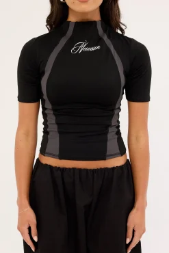 Clinger Mock Neck Tee Black