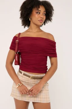 Clue Mid Rise Skort Beige Check