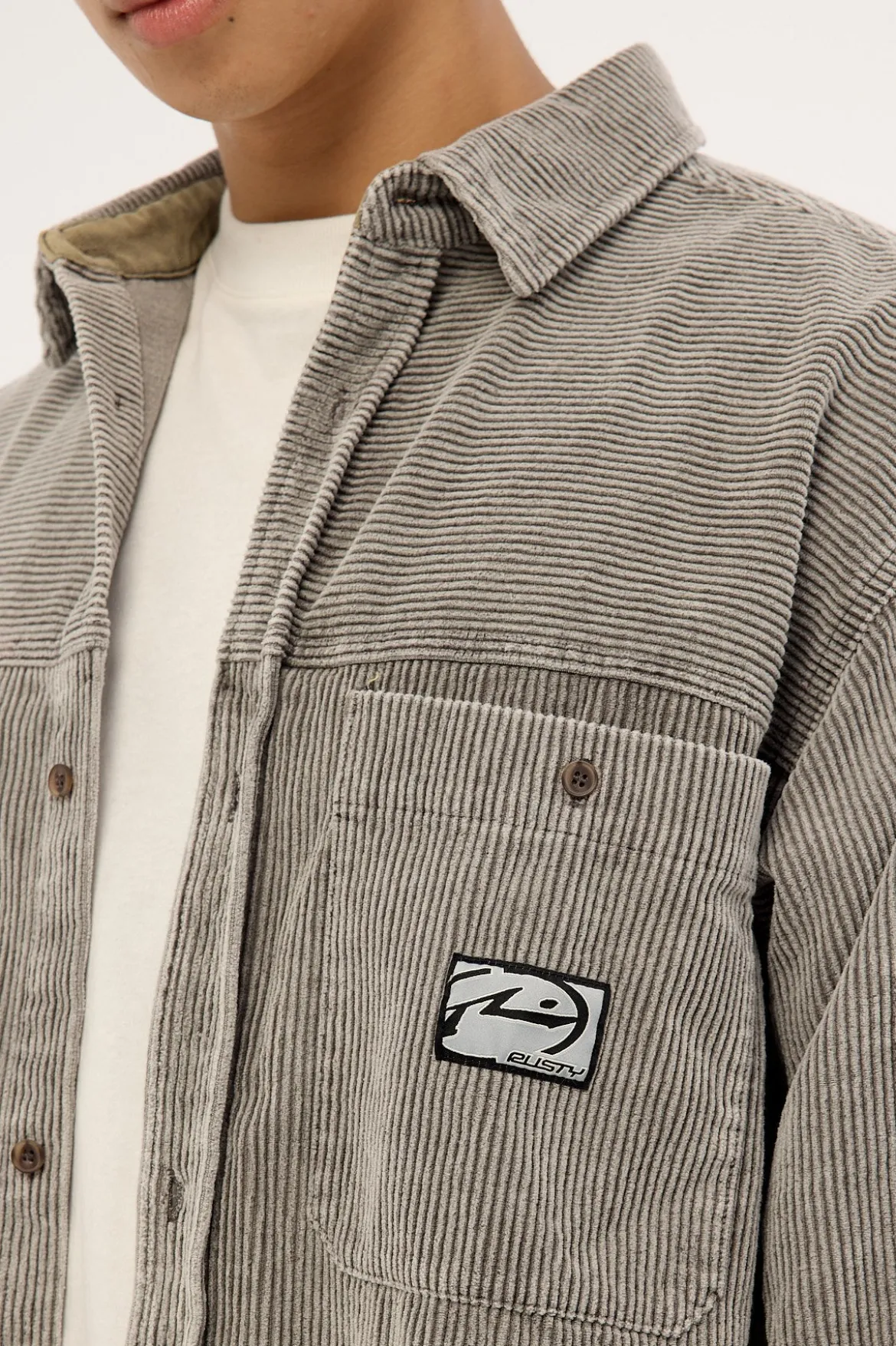 Cobra Cord Washed Overshirt Grey