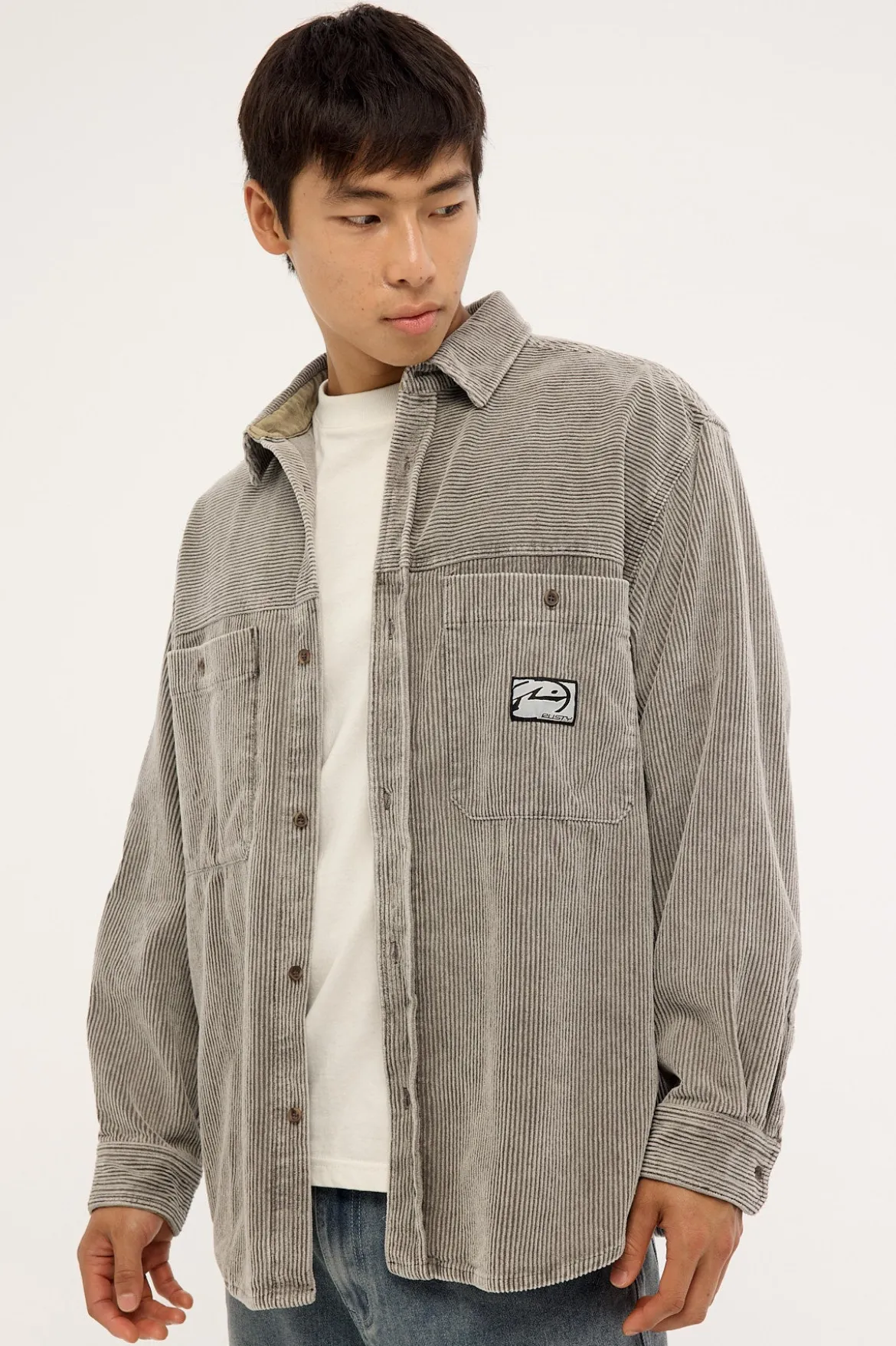 Cobra Cord Washed Overshirt Grey
