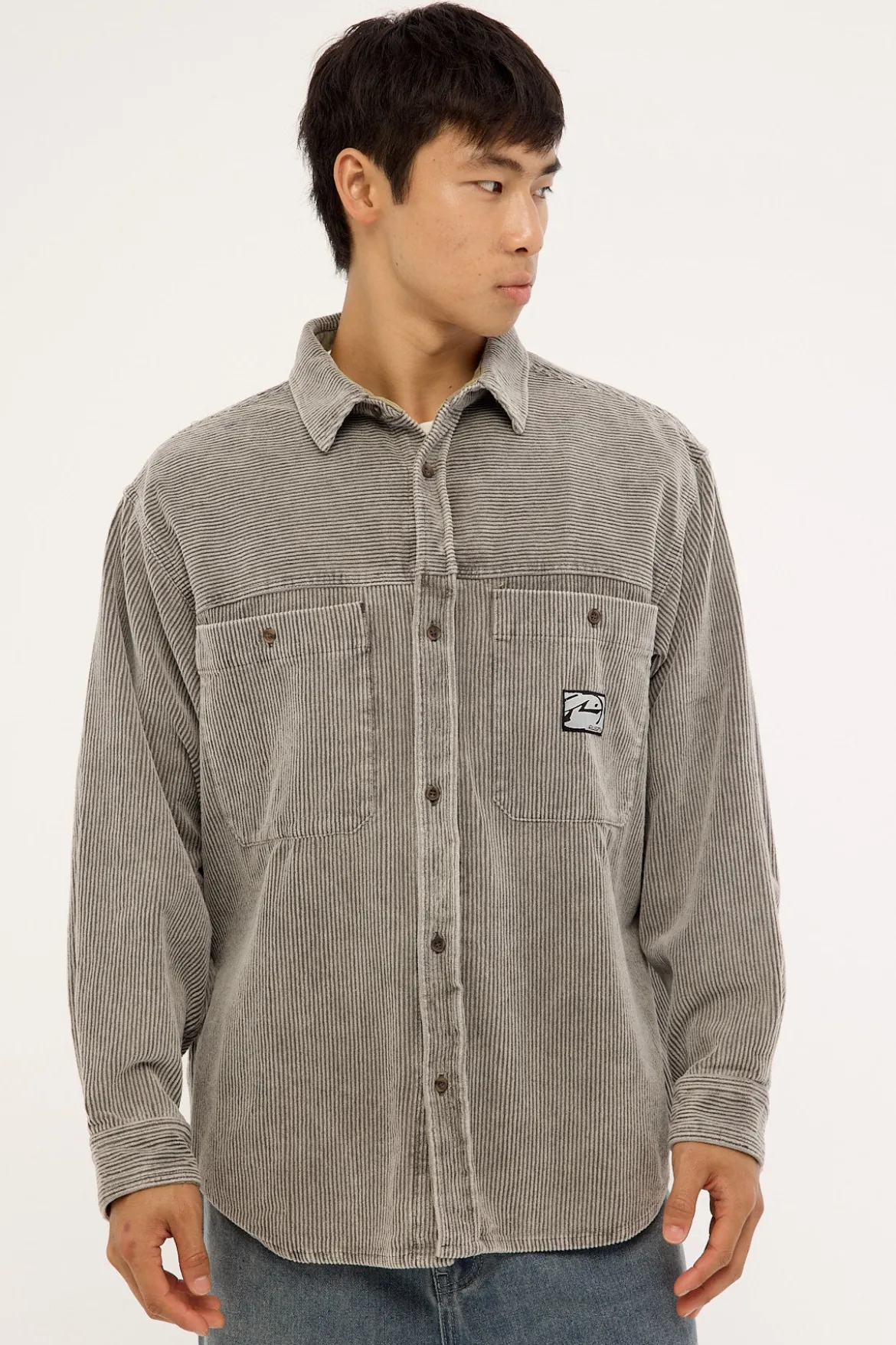 Cobra Cord Washed Overshirt Grey