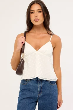 Coco Polka Cami Top White