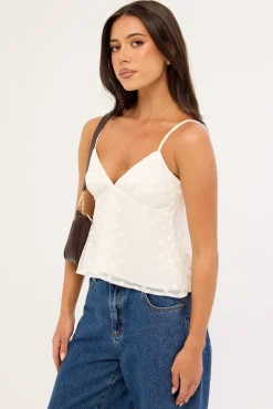 Coco Polka Cami Top White
