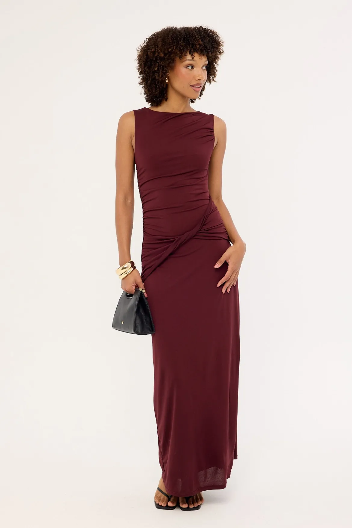 Cody High Neck Maxi Dress Plum