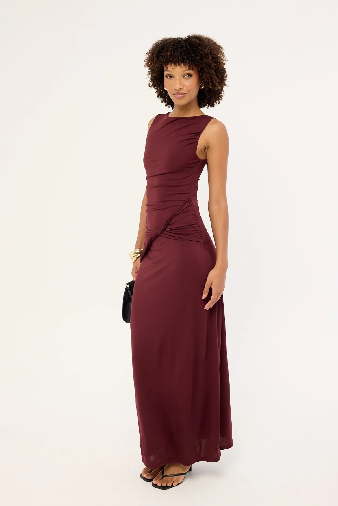 Cody High Neck Maxi Dress Plum