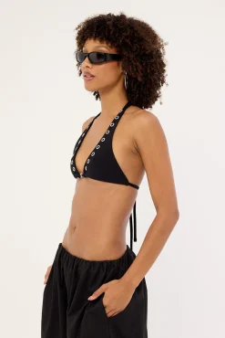 Coil Eyelet Bralette Black