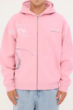 Coil Zip Through Street Hoodie Icing Pink