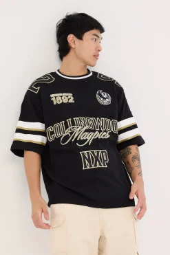 Collingwood League Loopback Tee Jet Black