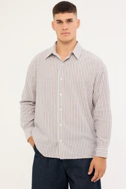 Colonial Long Sleeve Shirt Vintage Blue Stripe