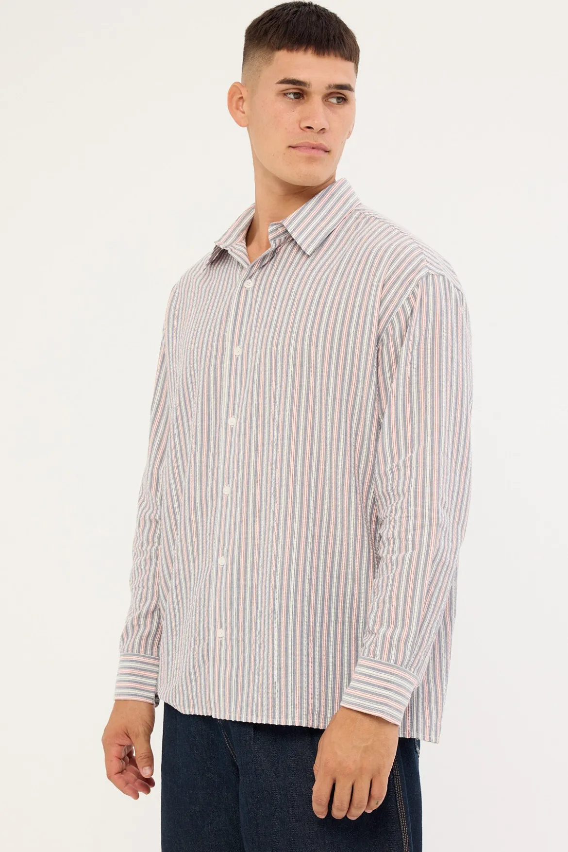 Colonial Long Sleeve Shirt Vintage Blue Stripe