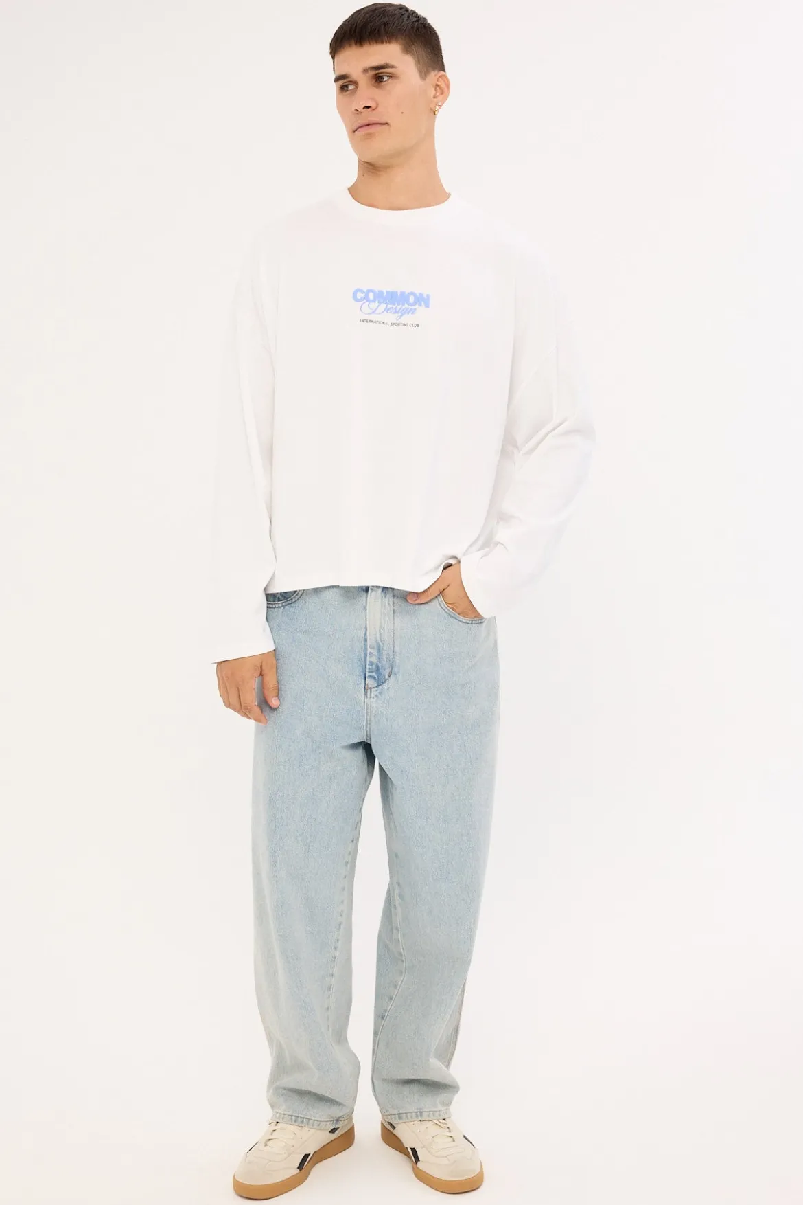 Compose Heavyweight Cropped Long Sleeve Tee White