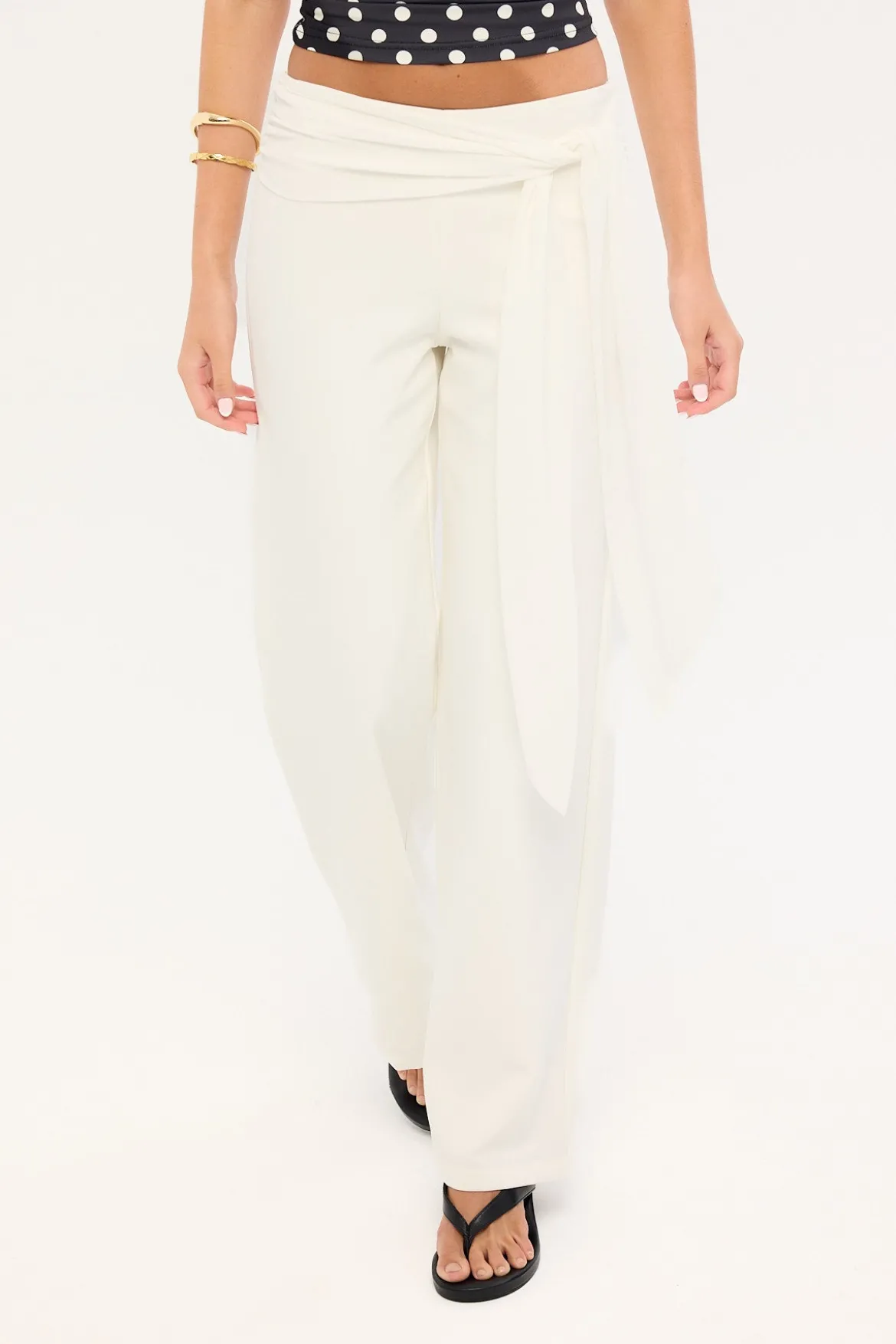 Connie Tie Low Rise Pant Cream