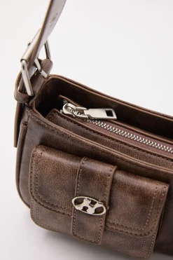 Contessa Multi Pocket Handbag Washed Brown