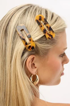 Cosmetic Tort Hair Clips 2 Pack Brown