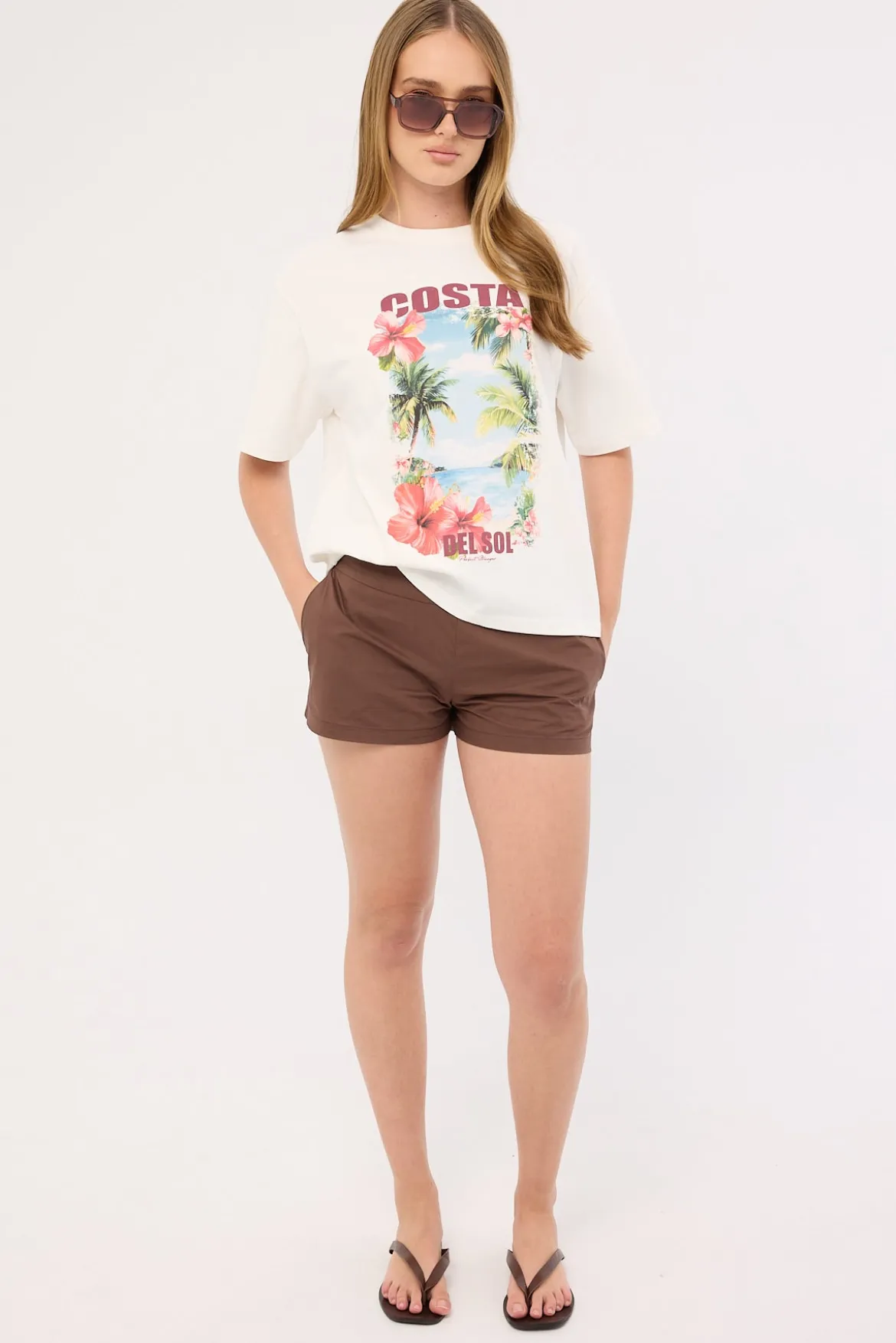 Costa Del Sol Oversized Graphic Tee White