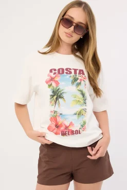 Costa Del Sol Oversized Graphic Tee White