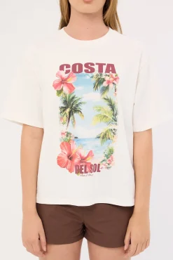 Costa Del Sol Oversized Graphic Tee White