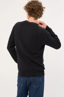 Cotton Cable C-Neck Black