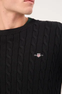 Cotton Cable C-Neck Black