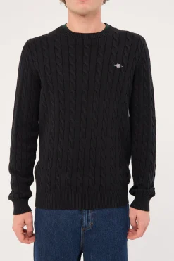Cotton Cable C-Neck Black