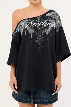Creed Boat Neck Relaxed Tee Black