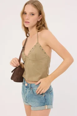 Cressa Top Faux Suede Mushroom Grey