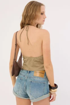 Cressa Top Faux Suede Mushroom Grey