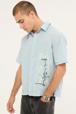 Crisis Cropped Shirt Sky Blue