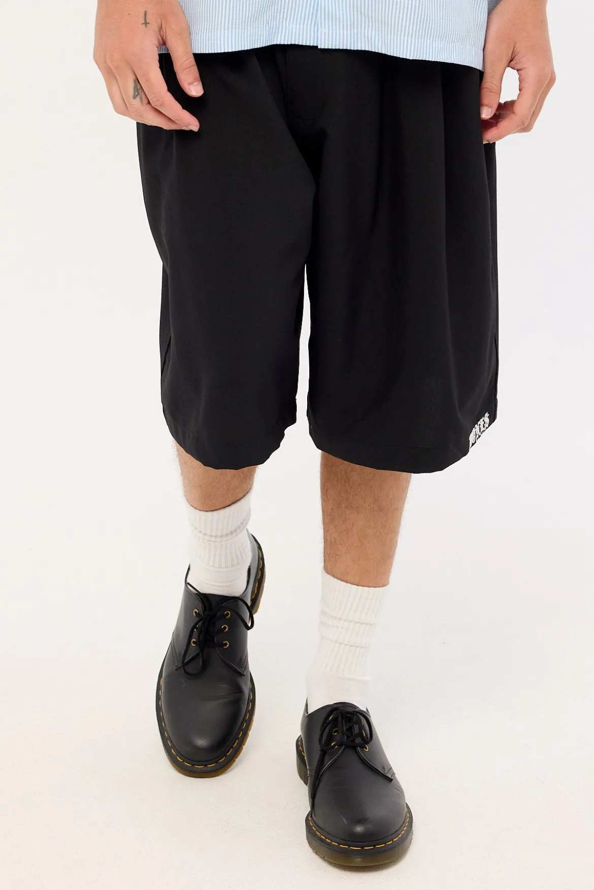 Crossbones Pleated Shorts Black