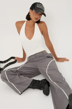Crucial Contrast Nylon Cargo Pant Grey