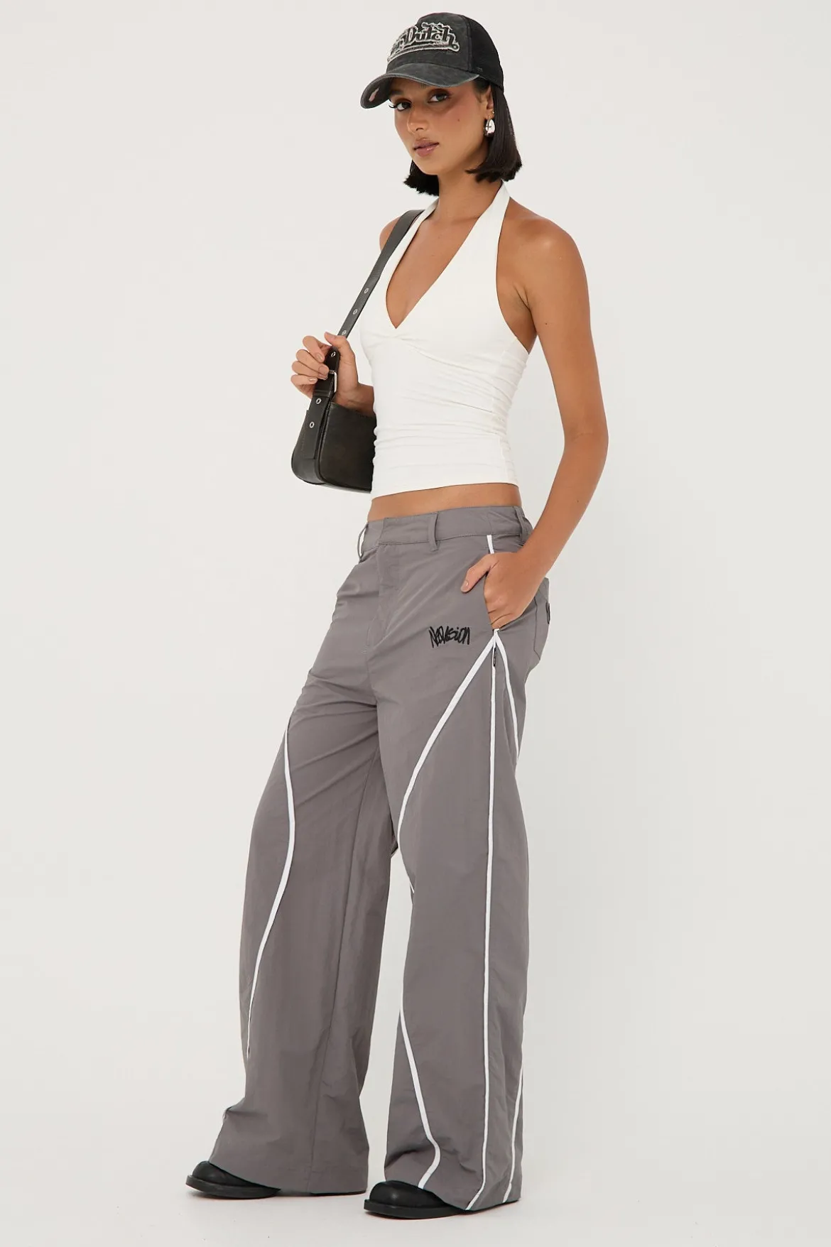 Crucial Contrast Nylon Cargo Pant Grey