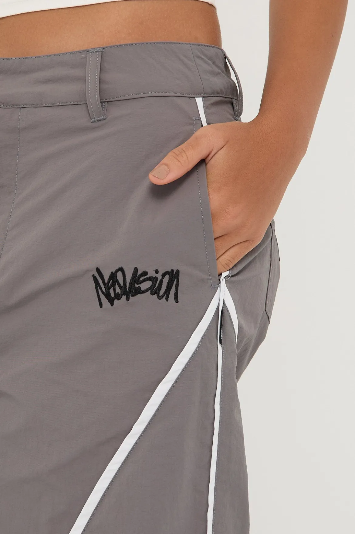 Crucial Contrast Nylon Cargo Pant Grey
