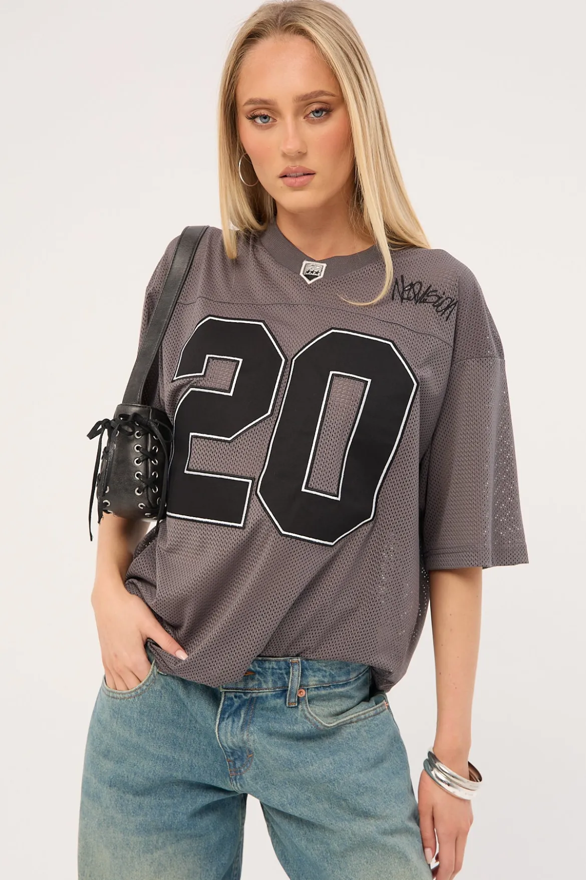 Crucial V Neck Jersey Charcoal