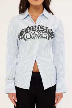 Cusp Long Sleeve Shirt Blue Stripe