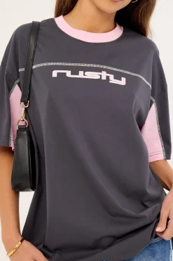 Cyberwaves Tee Coal & Pink
