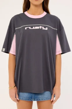 Cyberwaves Tee Coal & Pink
