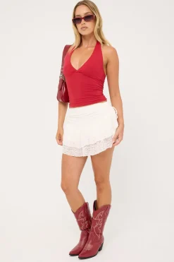Cyrus Lace Frill Skort White