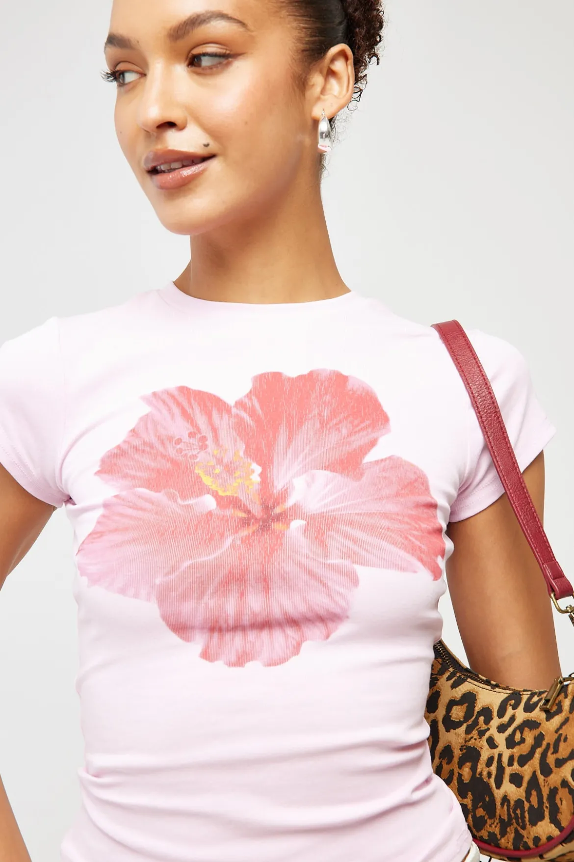 Dahlia Flower Baby Tee Pink