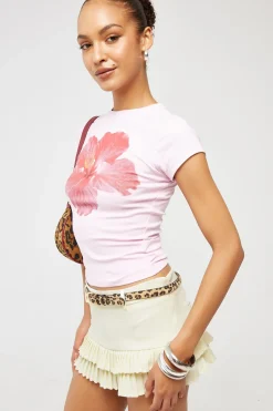 Dahlia Flower Baby Tee Pink