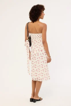 Daisie Polka Midi Skirt Off White