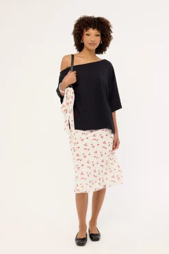 Daisie Polka Midi Skirt Off White