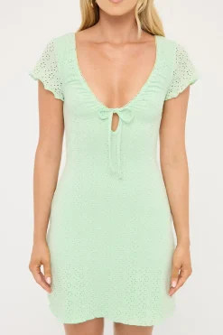 Dala Stretch Broderie Mini Dress Mint