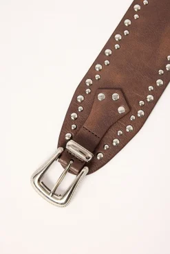 Dallis Wide Studded Belt Brown