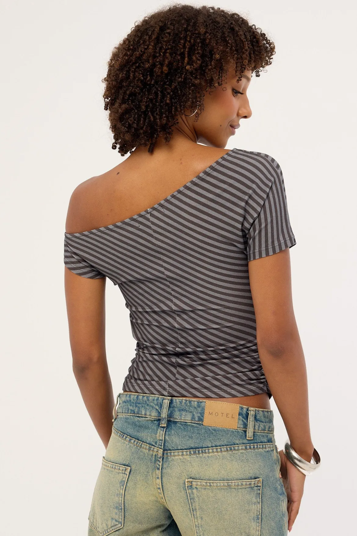 Danama Top Oblique Stripe Ocean Storm