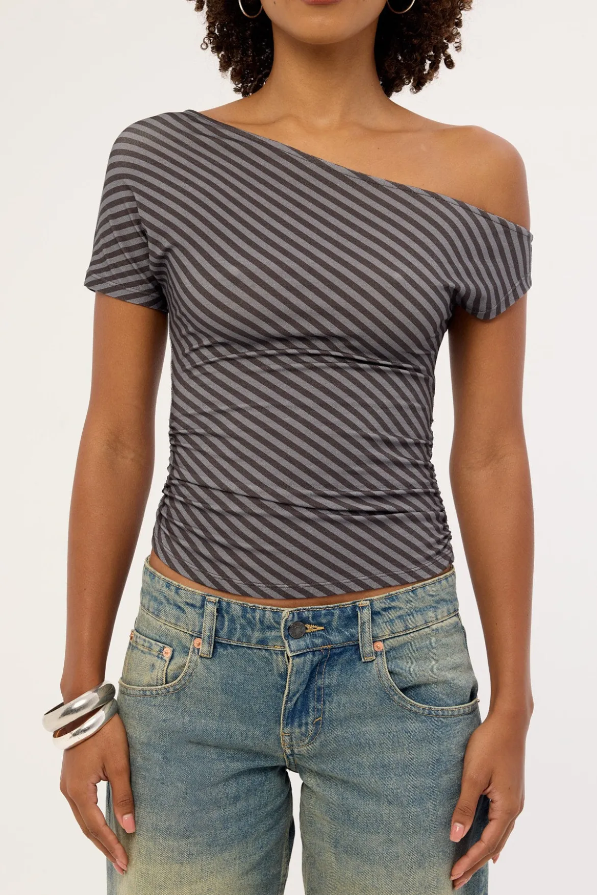 Danama Top Oblique Stripe Ocean Storm