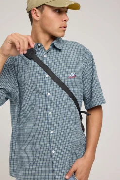 Data Check Short Sleeve Shirt Green/Blue