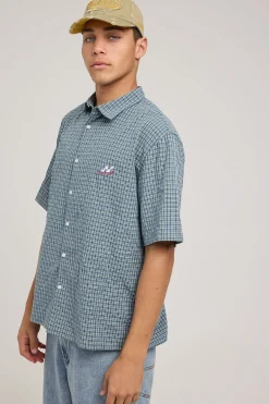 Data Check Short Sleeve Shirt Green/Blue