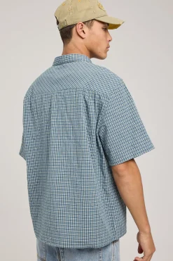 Data Check Short Sleeve Shirt Green/Blue