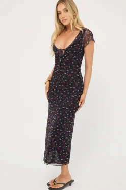 Daya Recycled Mesh Midi Dress Floral Print